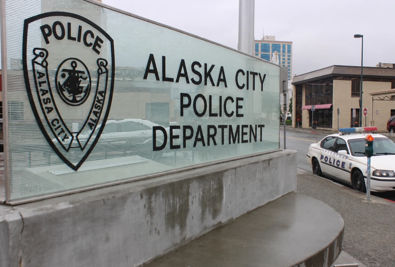 Fictional Alaska City Police Department sign.